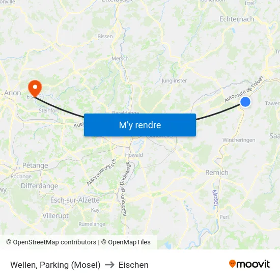 Wellen, Parking (Mosel) to Eischen map