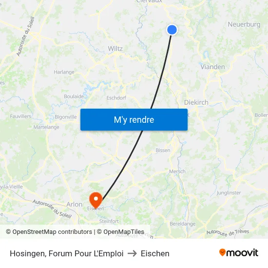 Hosingen, Forum Pour L'Emploi to Eischen map