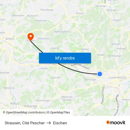 Strassen, Cité Pescher to Eischen map