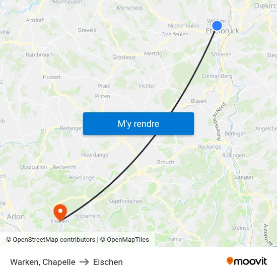 Warken, Chapelle to Eischen map