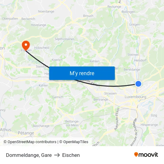 Dommeldange, Gare to Eischen map