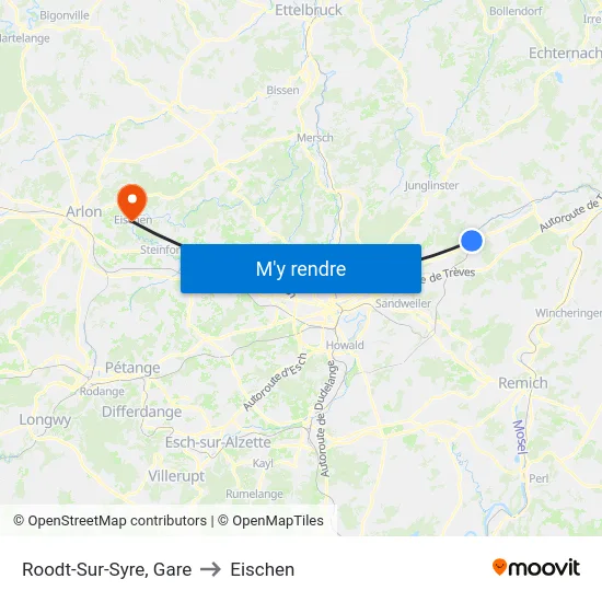 Roodt-Sur-Syre, Gare to Eischen map
