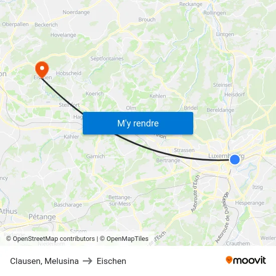 Clausen, Melusina to Eischen map