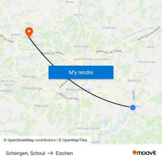 Schengen, Schoul to Eischen map