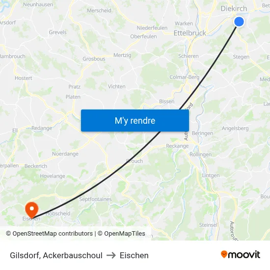Gilsdorf, Ackerbauschoul to Eischen map