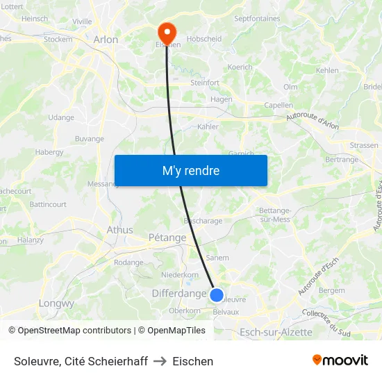 Soleuvre, Cité Scheierhaff to Eischen map
