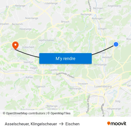 Asselscheuer, Klingelscheuer to Eischen map
