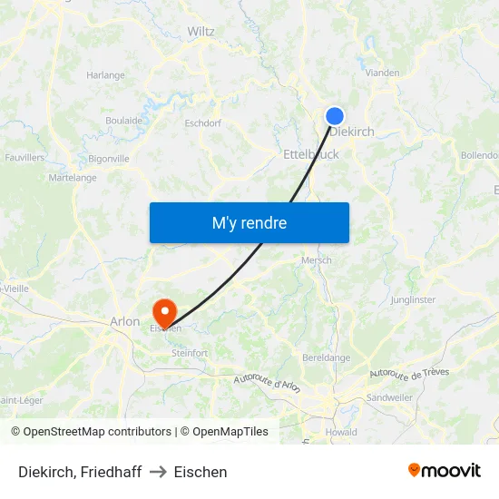 Diekirch, Friedhaff to Eischen map