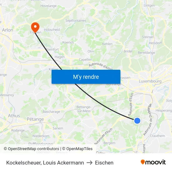 Kockelscheuer, Louis Ackermann to Eischen map