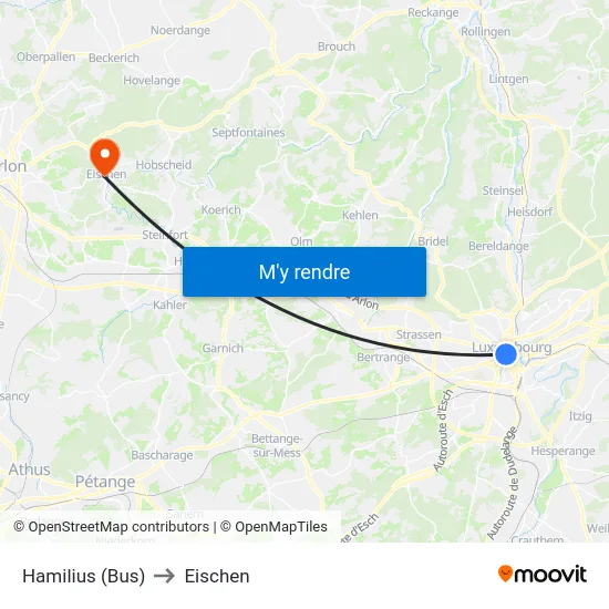 Hamilius (Bus) to Eischen map