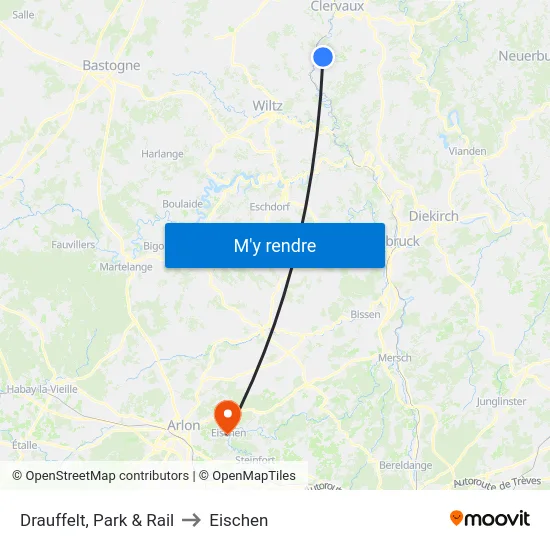 Drauffelt, Park & Rail to Eischen map