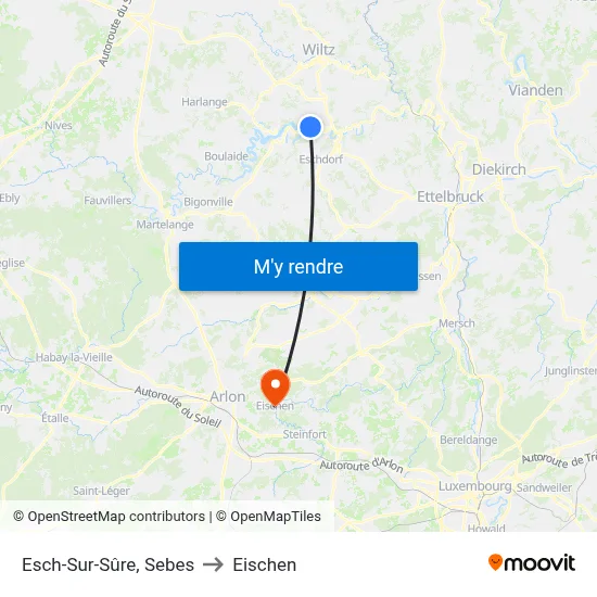 Esch-Sur-Sûre, Sebes to Eischen map