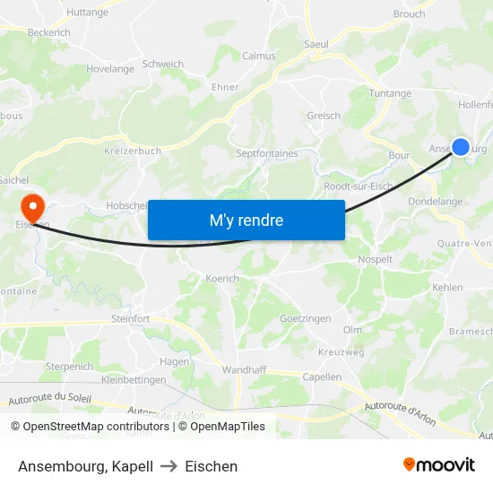 Ansembourg, Kapell to Eischen map