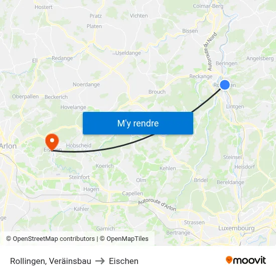 Rollingen, Veräinsbau to Eischen map