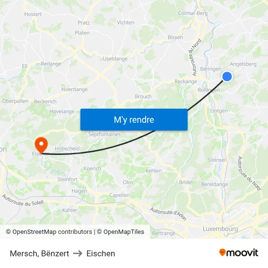 Mersch, Bënzert to Eischen map