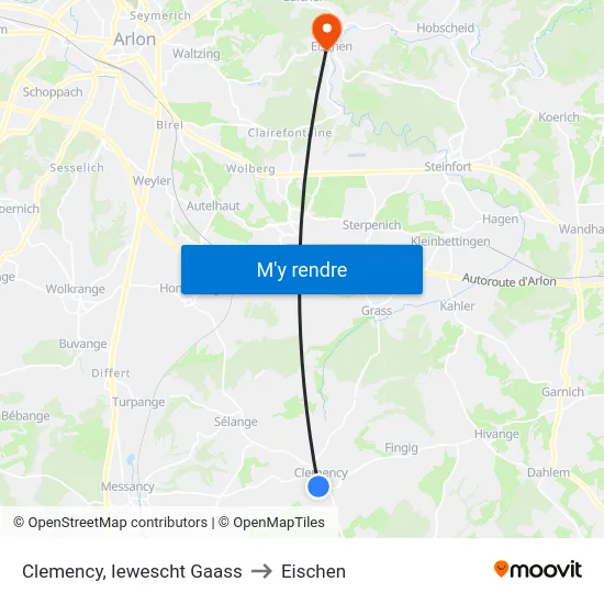 Clemency, Iewescht Gaass to Eischen map