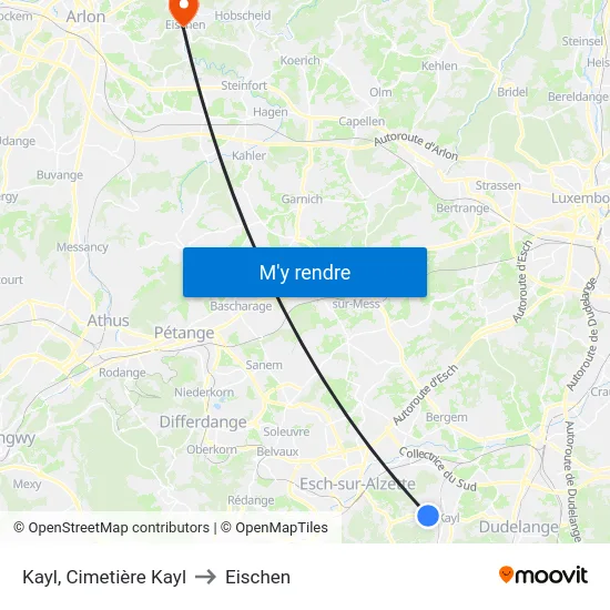 Kayl, Cimetière Kayl to Eischen map