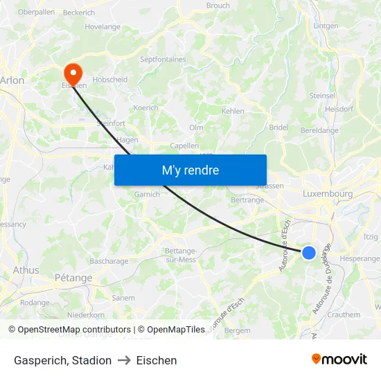 Gasperich, Stadion to Eischen map