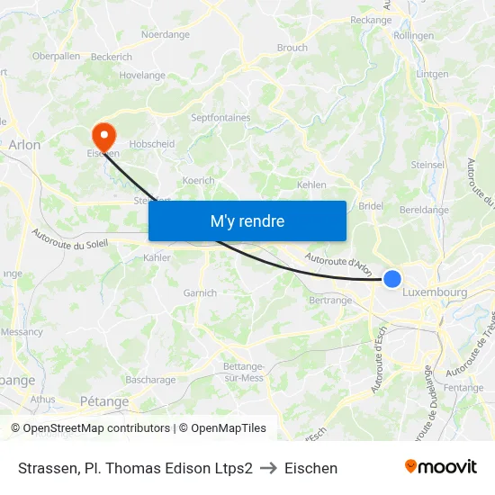 Strassen, Pl. Thomas Edison Ltps2 to Eischen map