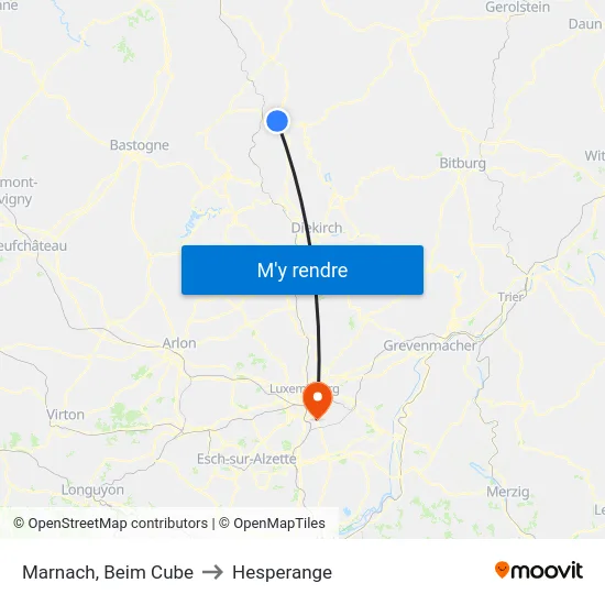 Marnach, Beim Cube to Hesperange map