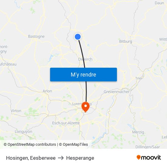 Hosingen, Eesberwee to Hesperange map