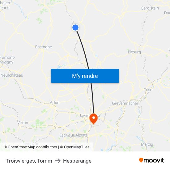 Troisvierges, Tomm to Hesperange map