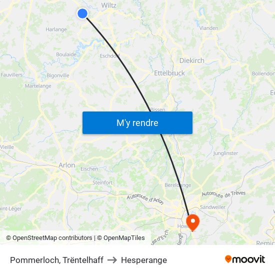 Pommerloch, Trëntelhaff to Hesperange map