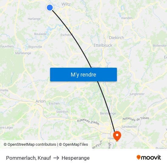 Pommerlach, Knauf to Hesperange map