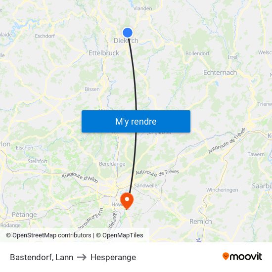 Bastendorf, Lann to Hesperange map