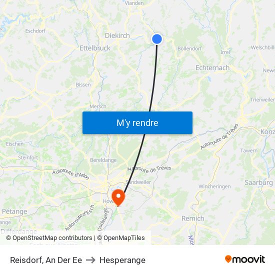 Reisdorf, An Der Ee to Hesperange map