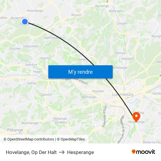 Hovelange, Op Der Halt to Hesperange map