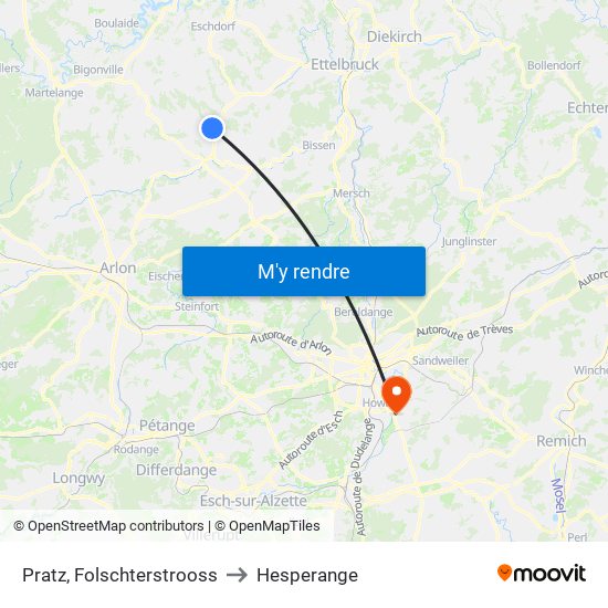 Pratz, Folschterstrooss to Hesperange map