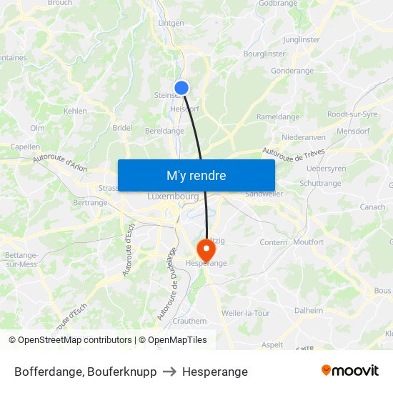 Bofferdange, Bouferknupp to Hesperange map