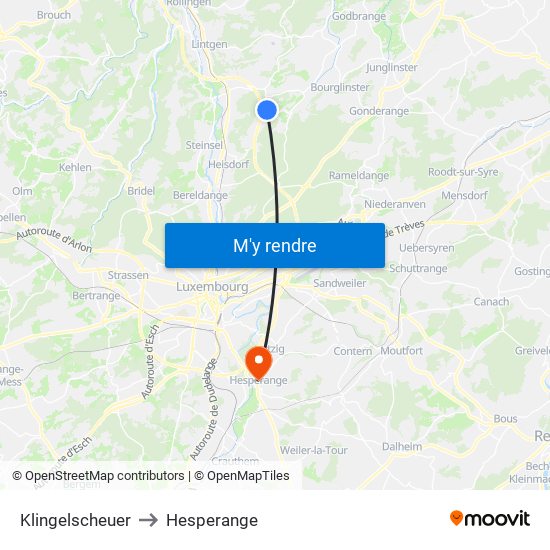 Klingelscheuer to Hesperange map