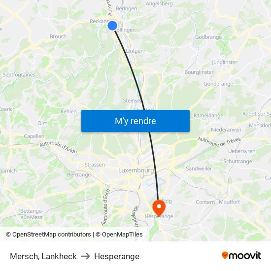 Mersch, Lankheck to Hesperange map