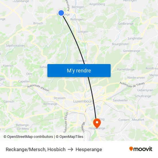Reckange/Mersch, Hosbich to Hesperange map