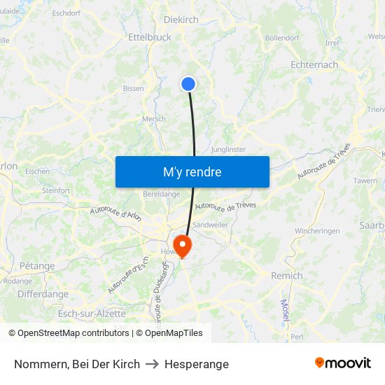 Nommern, Bei Der Kirch to Hesperange map