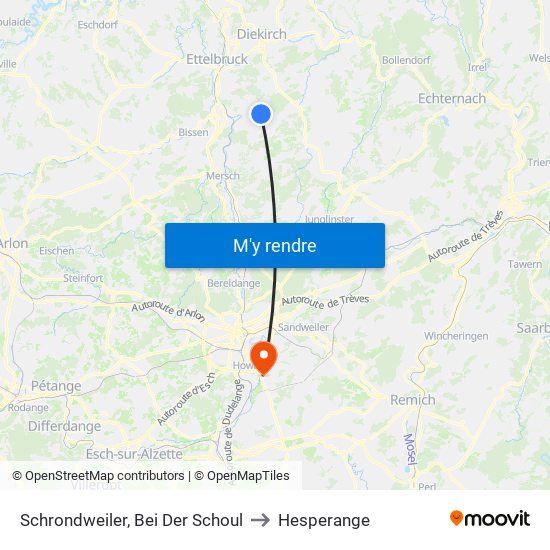 Schrondweiler, Bei Der Schoul to Hesperange map