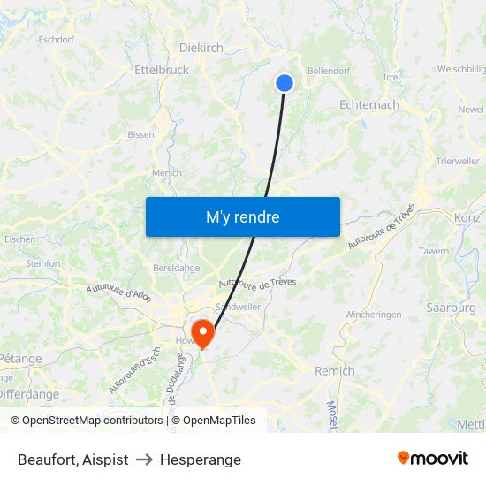 Beaufort, Aispist to Hesperange map