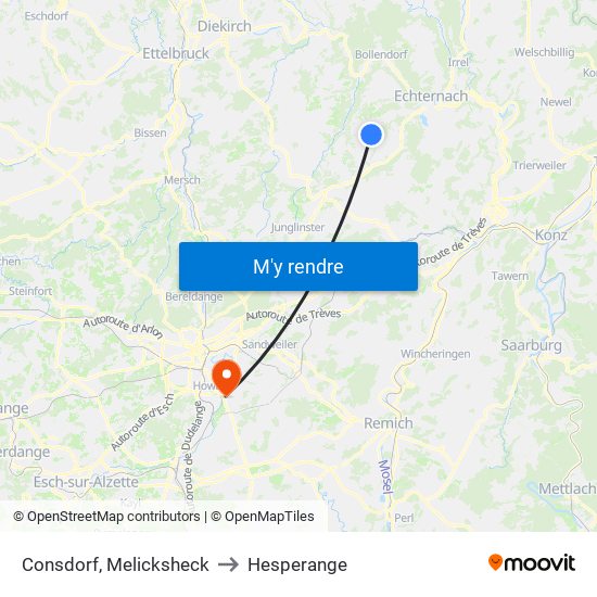 Consdorf, Melicksheck to Hesperange map