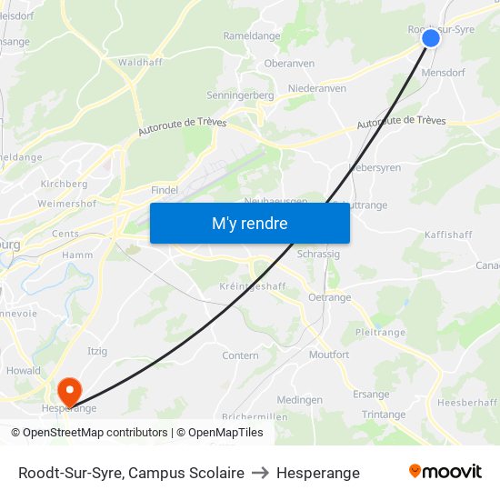 Roodt-Sur-Syre, Campus Scolaire to Hesperange map