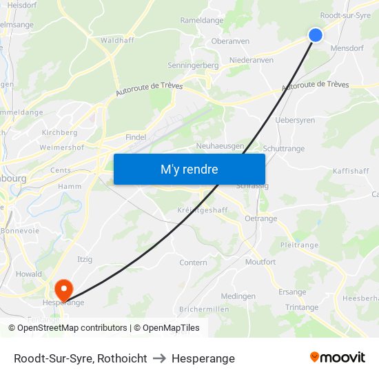 Roodt-Sur-Syre, Rothoicht to Hesperange map