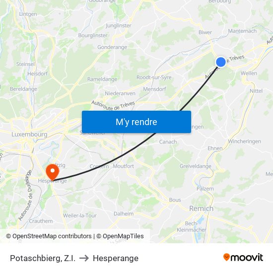 Potaschbierg, Z.I. to Hesperange map