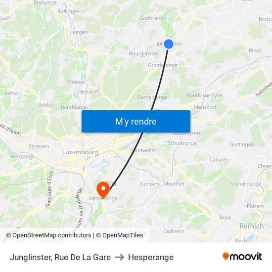 Junglinster, Rue De La Gare to Hesperange map