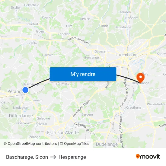 Bascharage, Sicon to Hesperange map