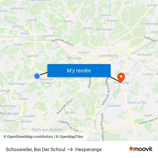 Schouweiler, Bei Der Schoul to Hesperange map