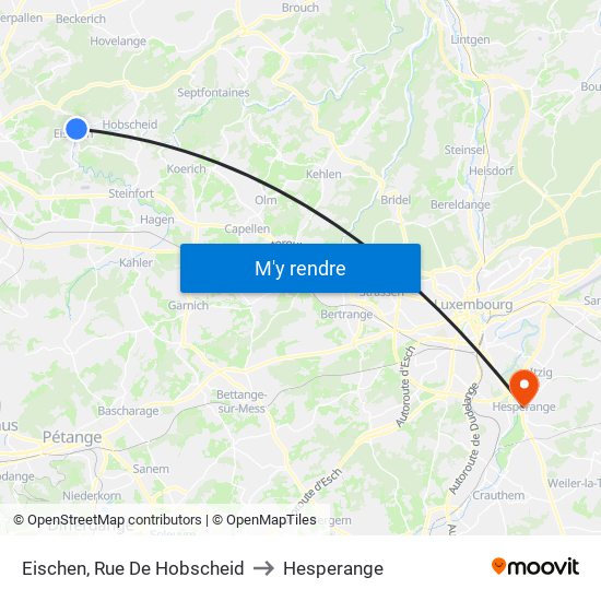 Eischen, Rue De Hobscheid to Hesperange map