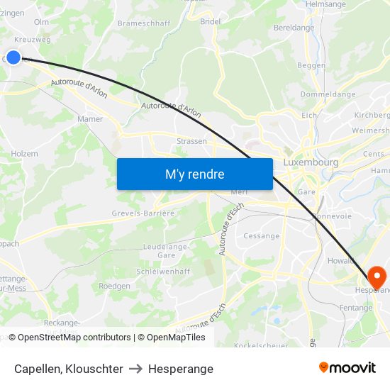 Capellen, Klouschter to Hesperange map