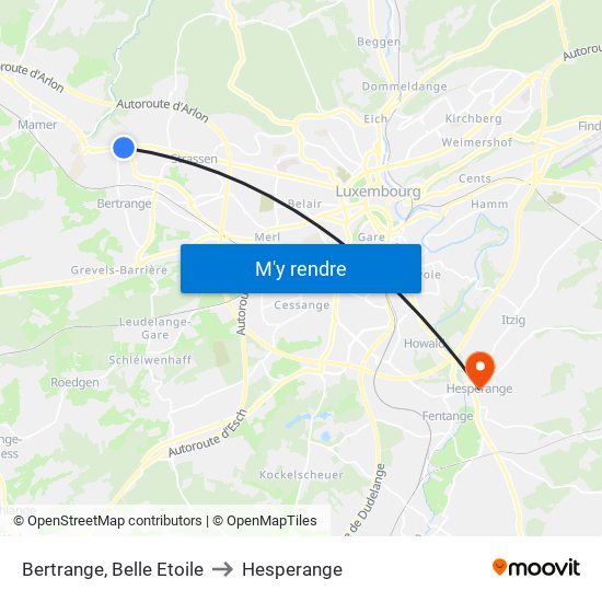 Bertrange, Belle Etoile to Hesperange map