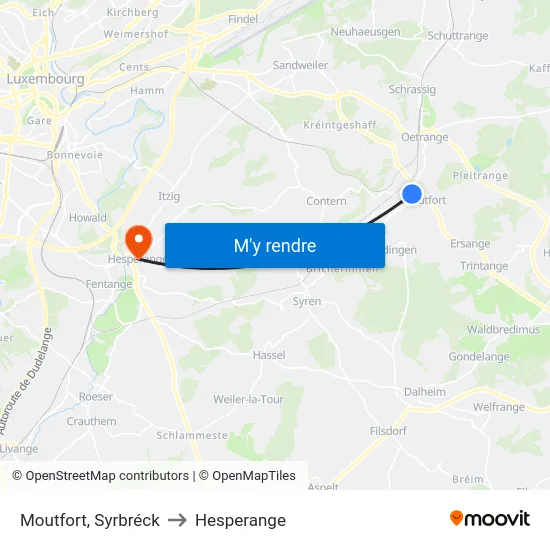 Moutfort, Syrbréck to Hesperange map
